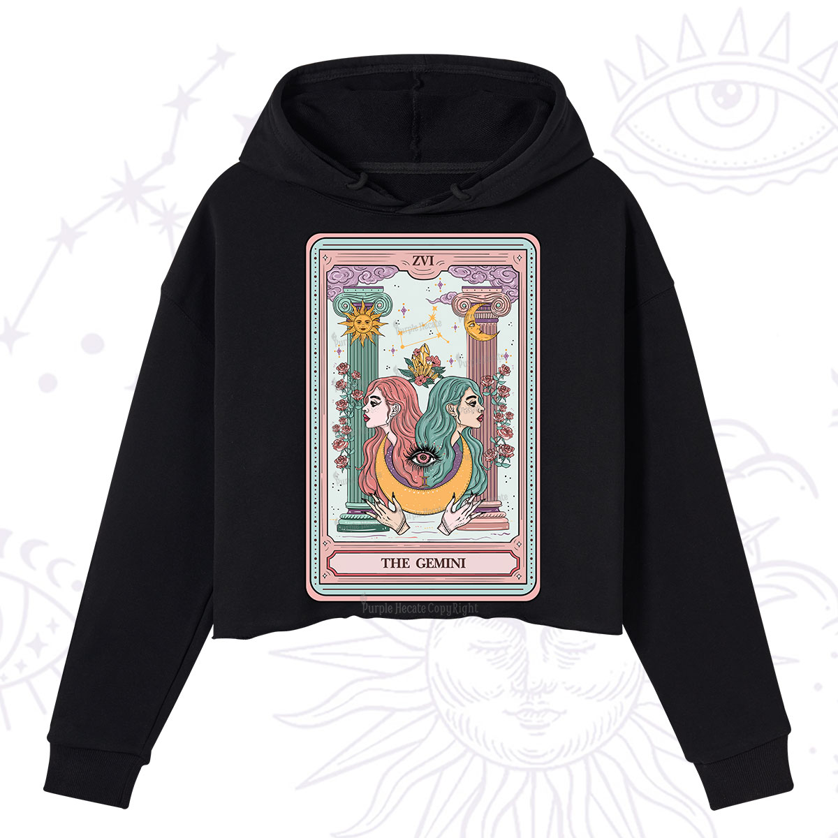 Purplehecate The Gemini Goddess Tarot Crop Hoodie
