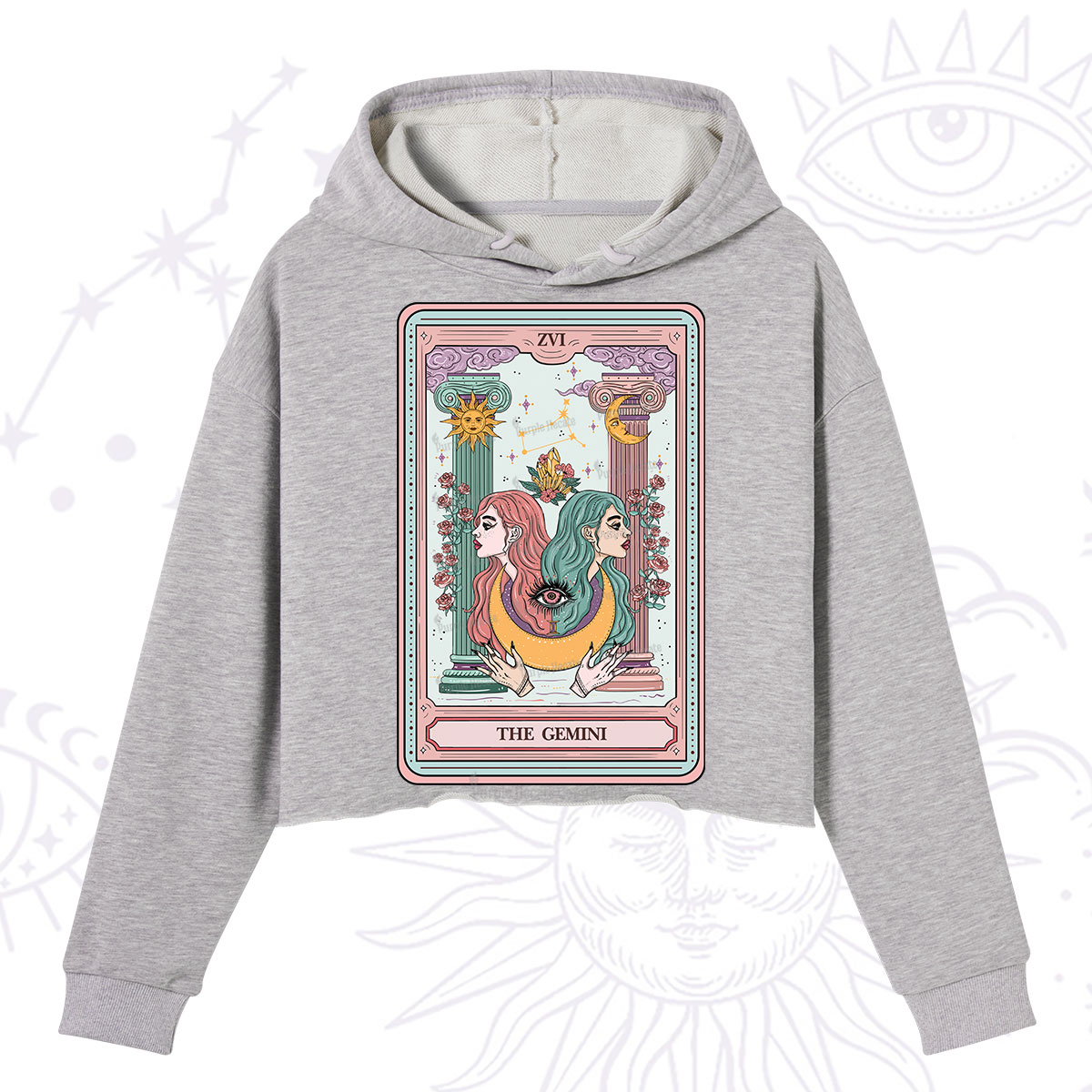 Purplehecate The Gemini Goddess Tarot Crop Hoodie