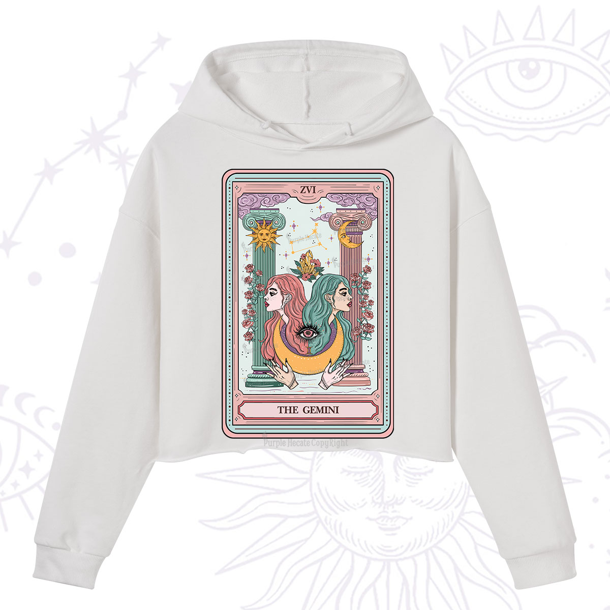 Purplehecate The Gemini Goddess Tarot Crop Hoodie