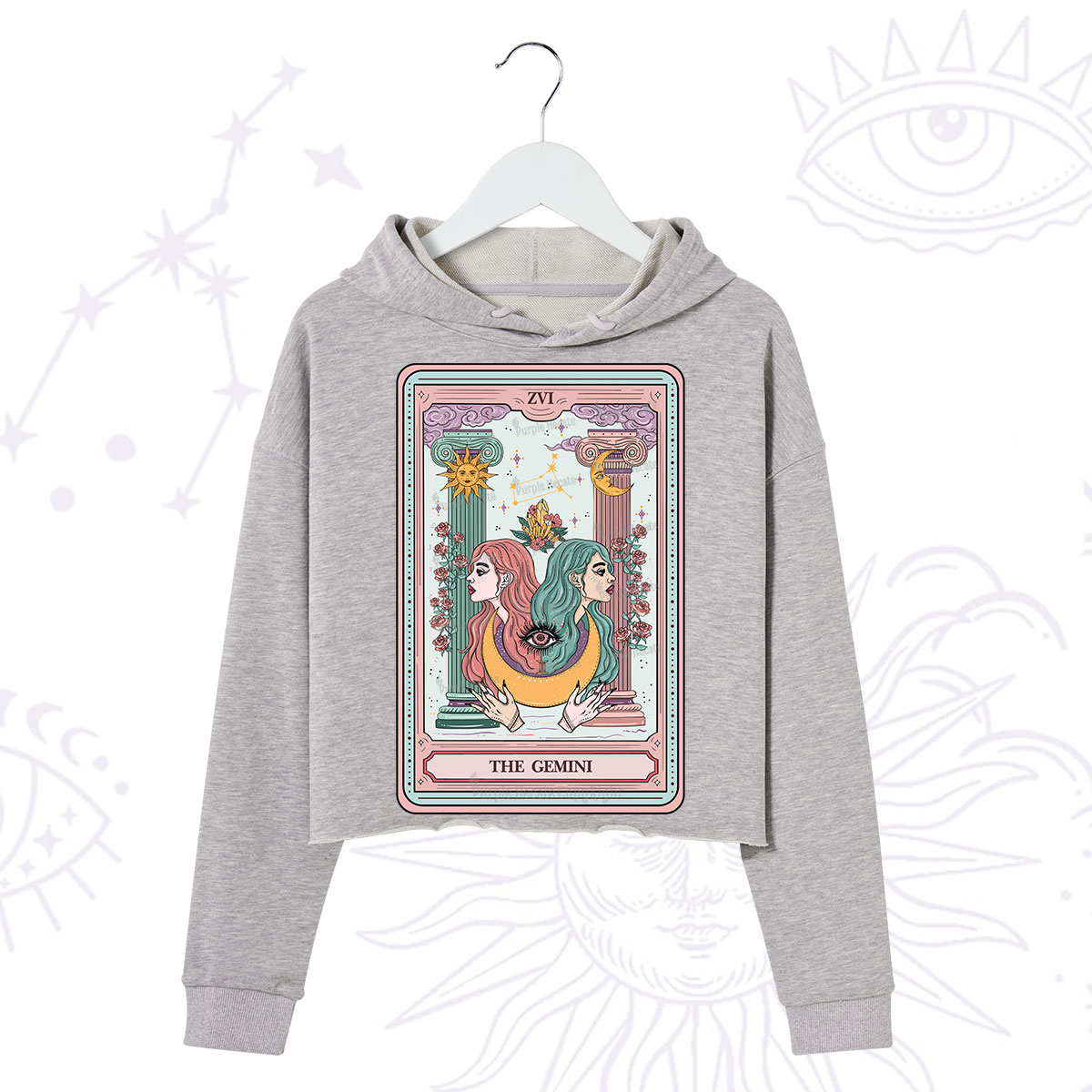 Purplehecate The Gemini Goddess Tarot Crop Hoodie