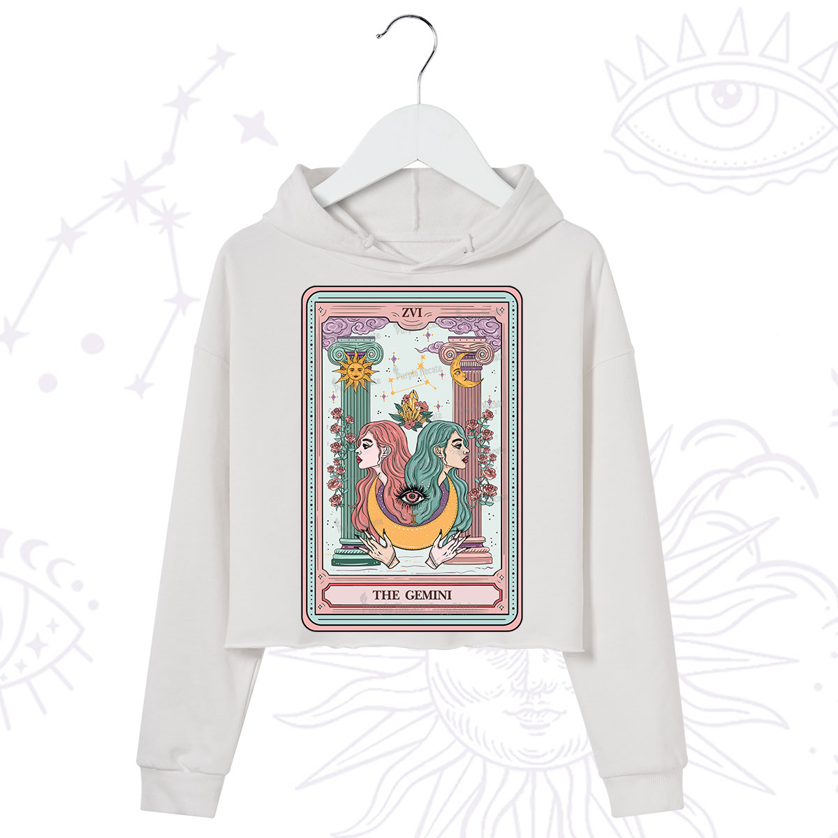 Purplehecate The Gemini Goddess Tarot Crop Hoodie