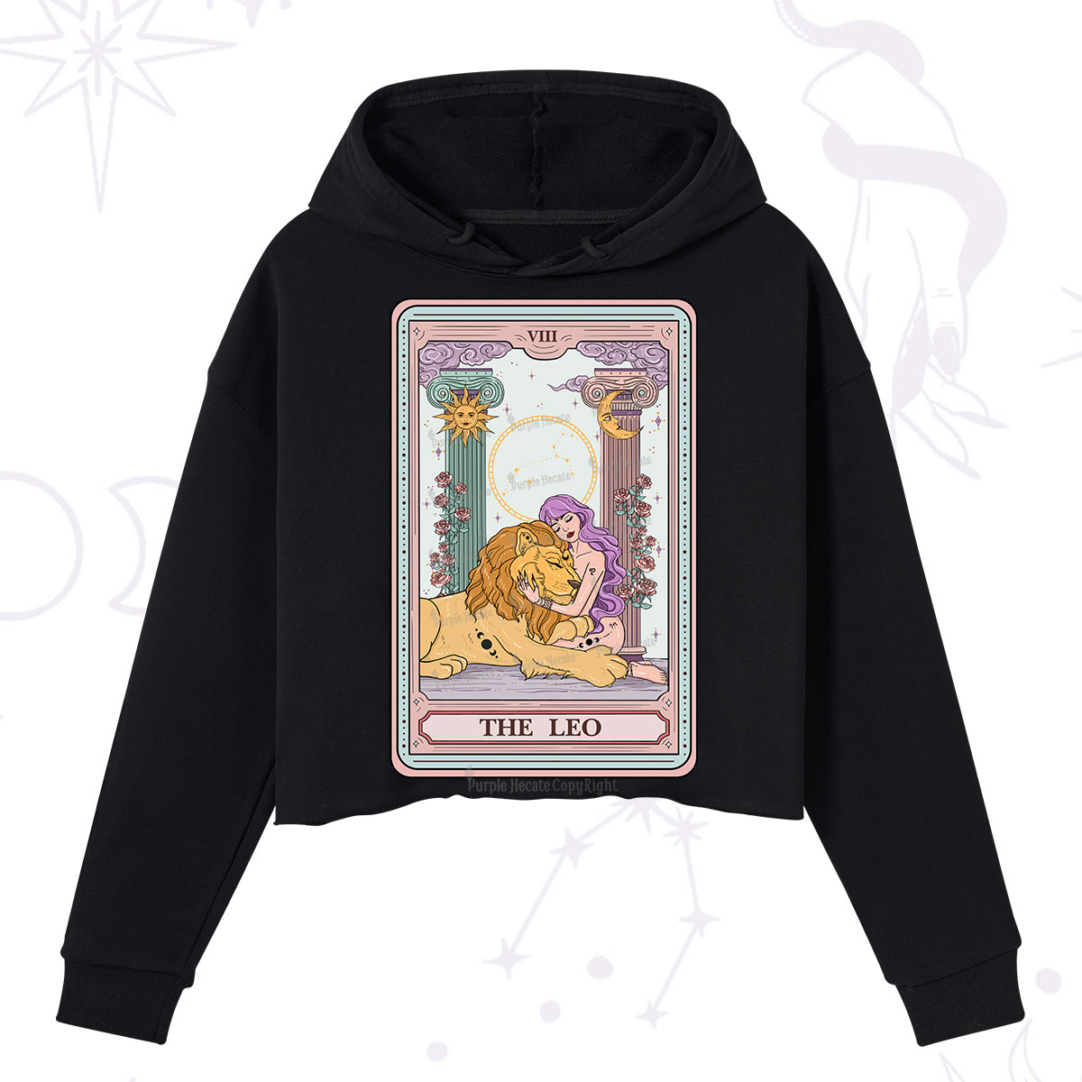 Purplehecate The Leo Goddess Tarot Crop Hoodie