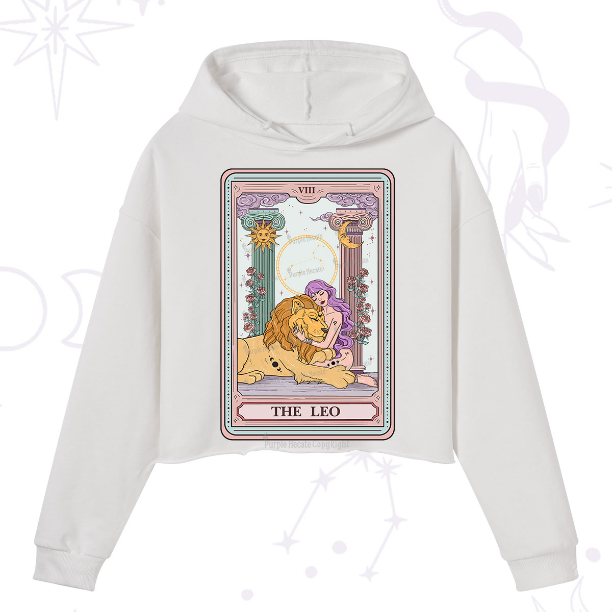 Purplehecate The Leo Goddess Tarot Crop Hoodie