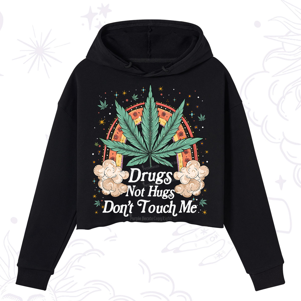 Purplehecate Drugs Not Hugs Crop Hoodie