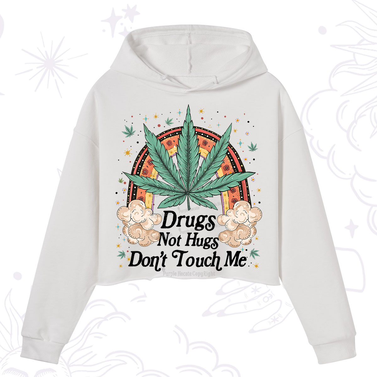 Purplehecate Drugs Not Hugs Crop Hoodie