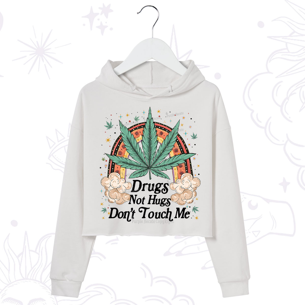 Purplehecate Drugs Not Hugs Crop Hoodie