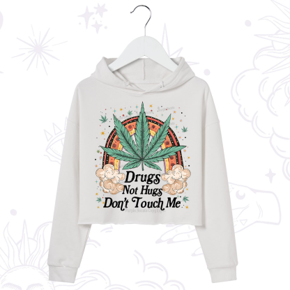 Purplehecate Drugs Not Hugs Crop Hoodie