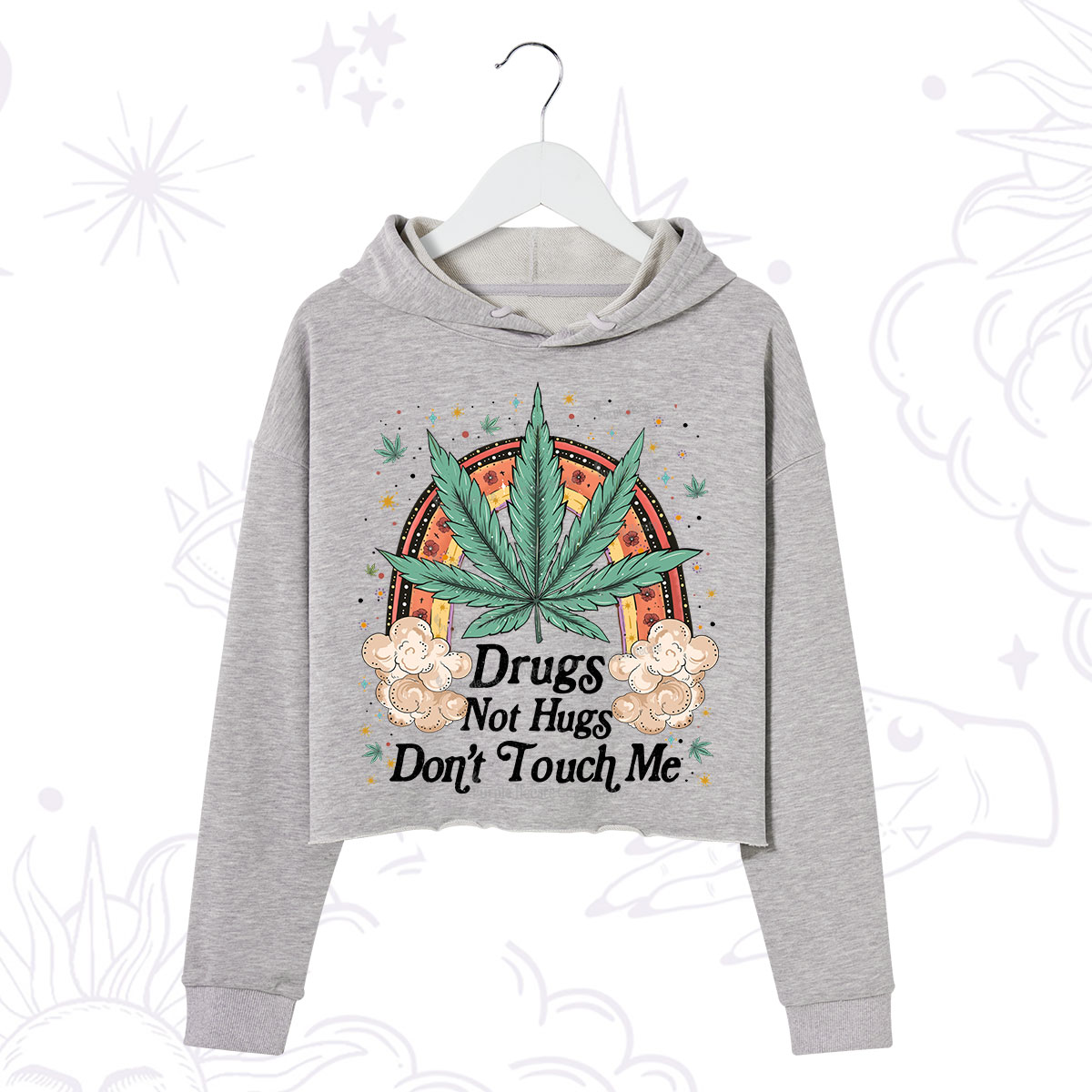 Purplehecate Drugs Not Hugs Crop Hoodie