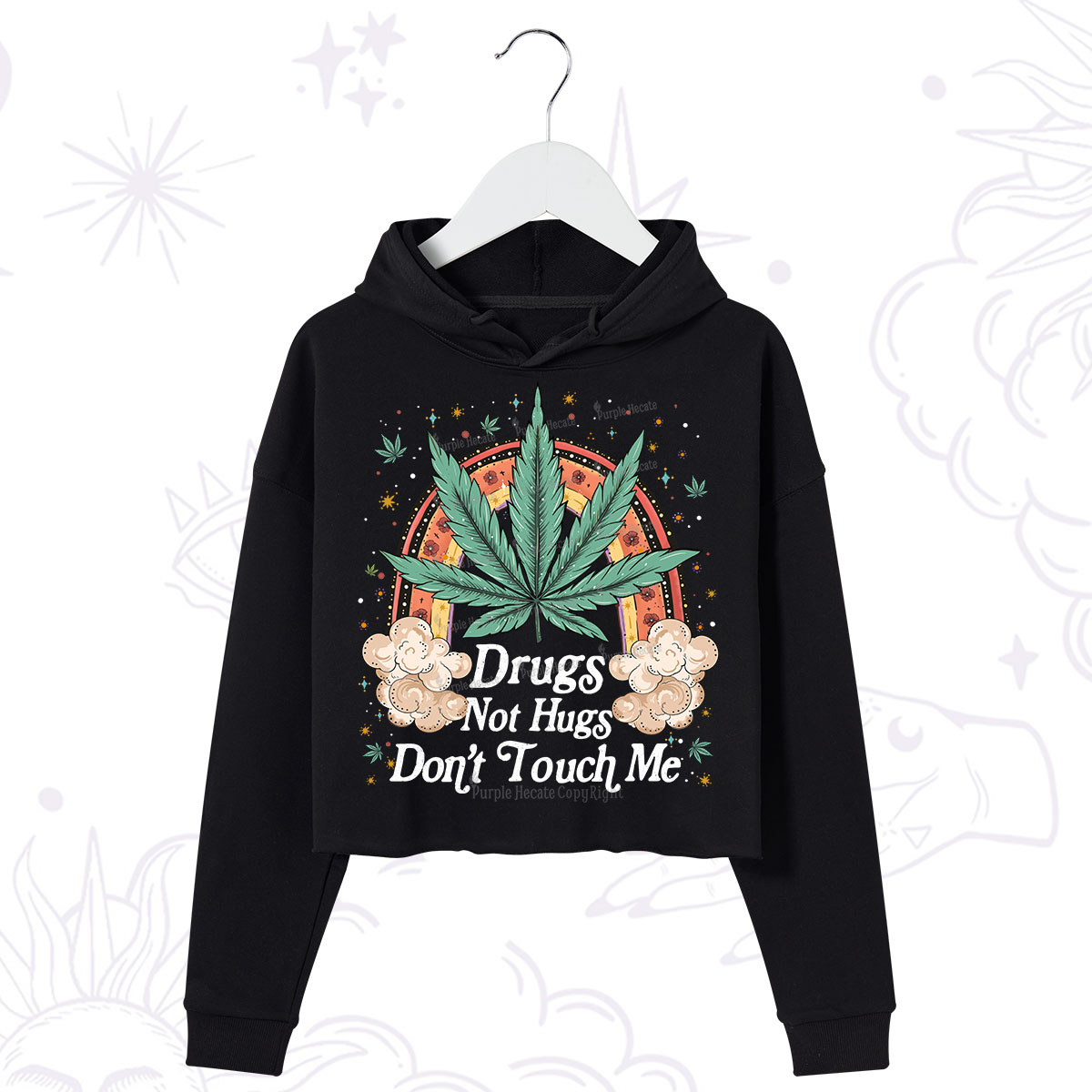 Purplehecate Drugs Not Hugs Crop Hoodie