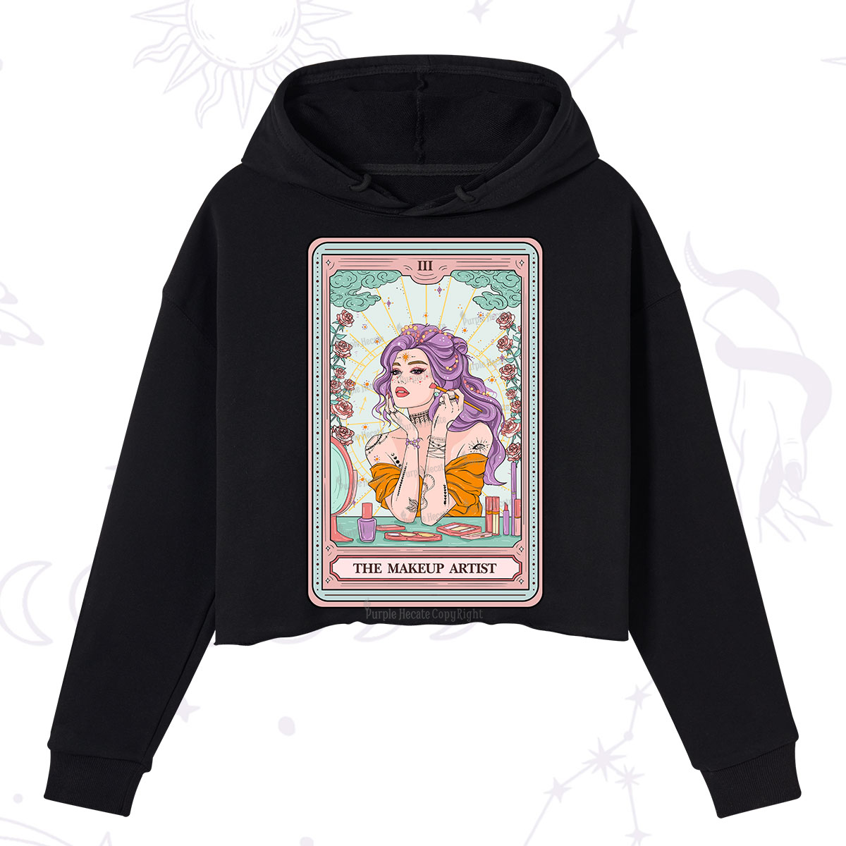 Purplehecate The Makeup Artist Tarot Crop Hoodie