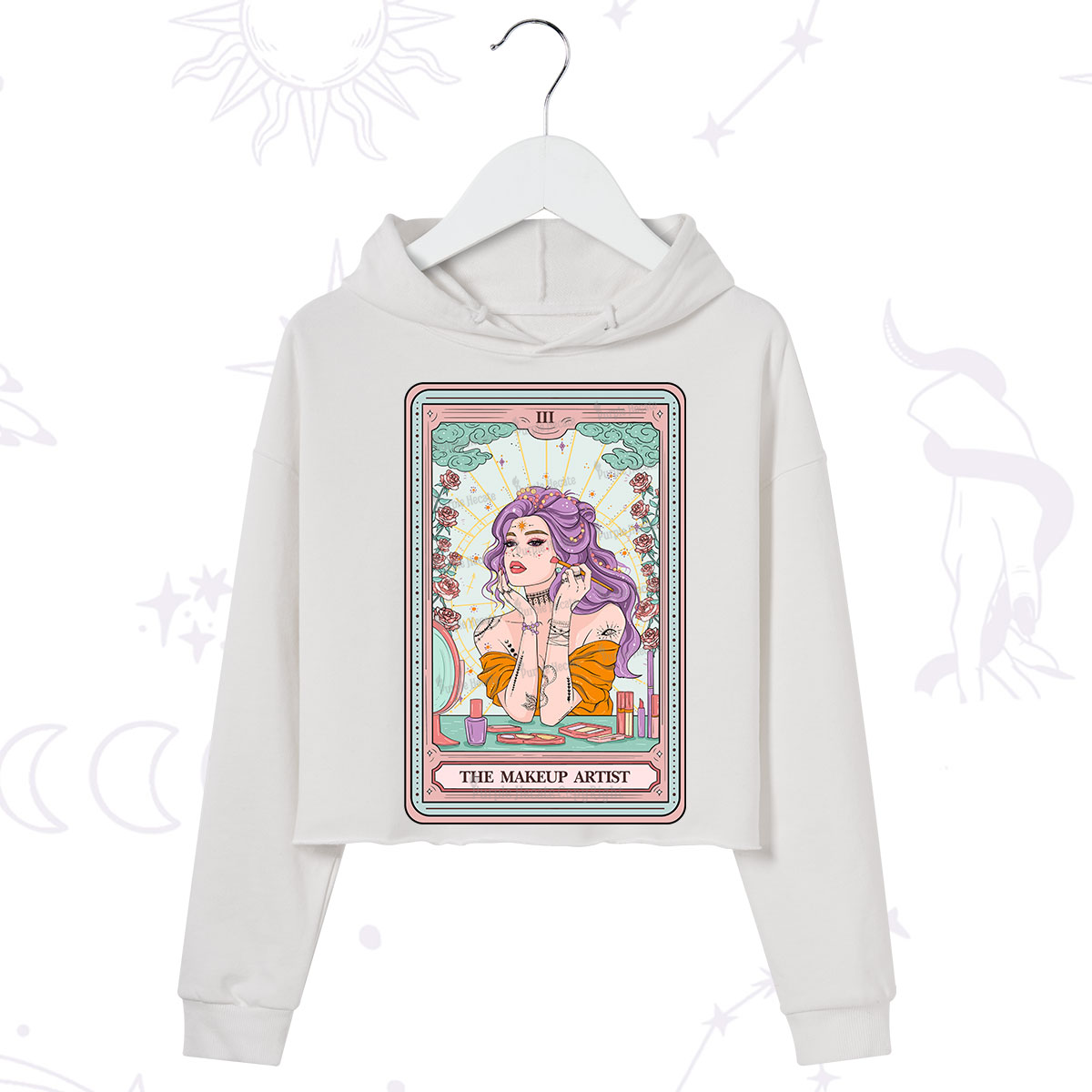 Purplehecate The Makeup Artist Tarot Crop Hoodie