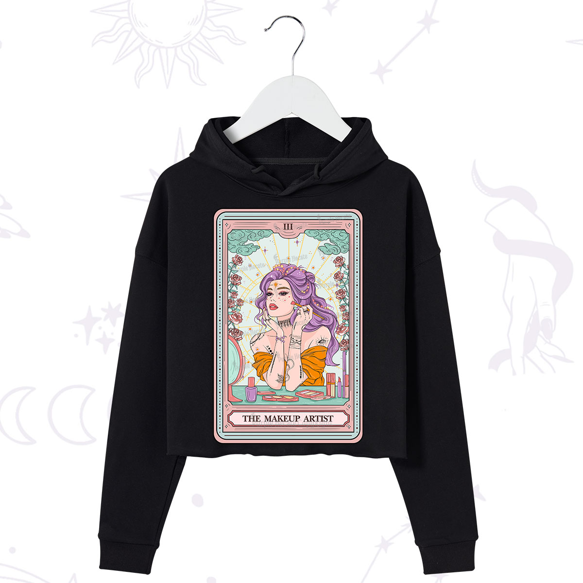 Purplehecate The Makeup Artist Tarot Crop Hoodie