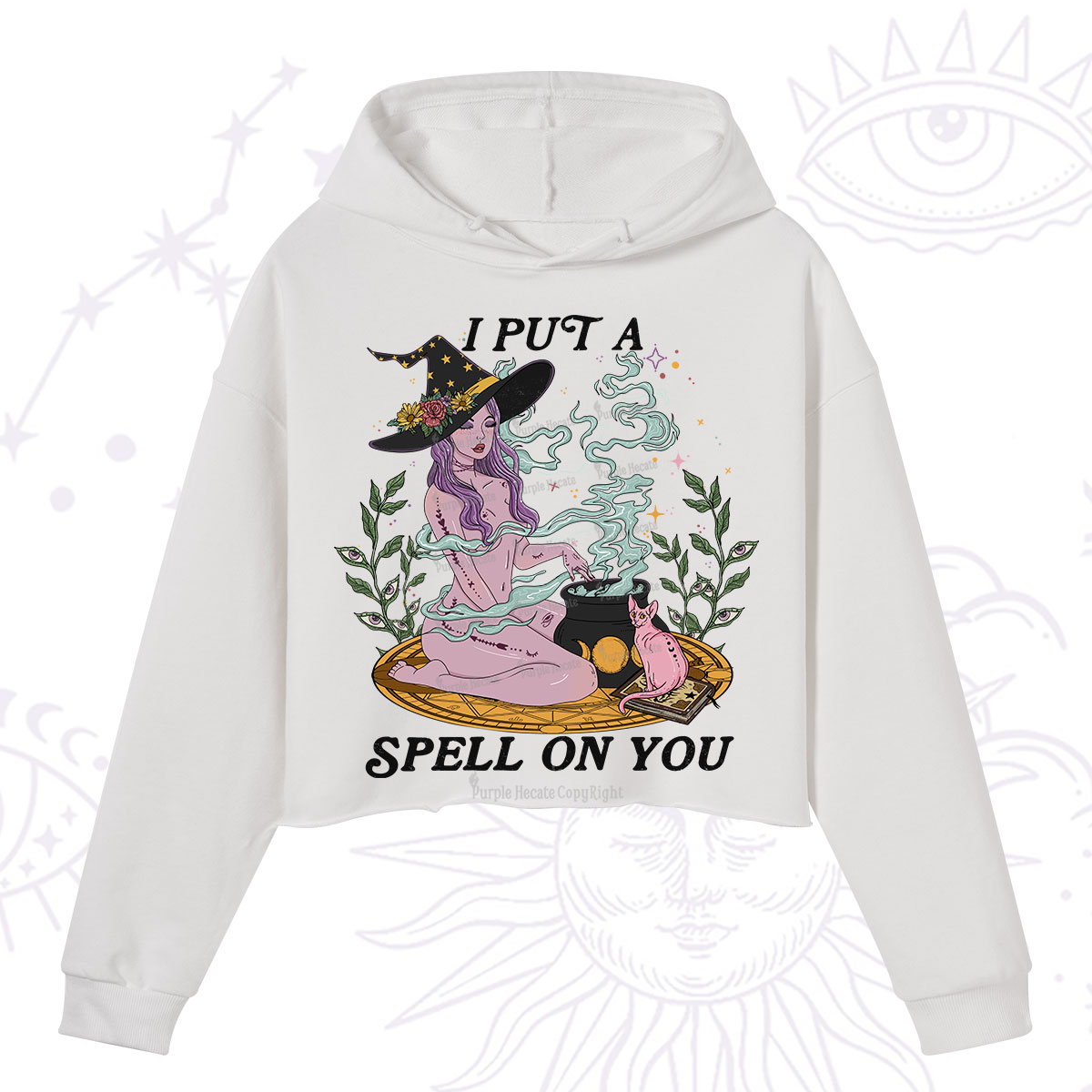 Purplehecate I Put A Spell On You Crop Hoodie
