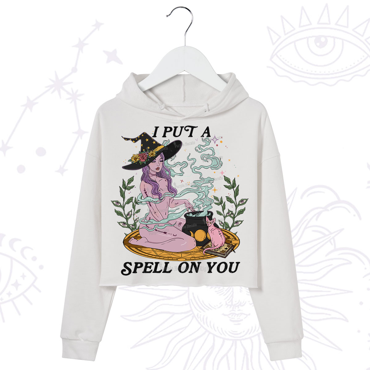 Purplehecate I Put A Spell On You Crop Hoodie