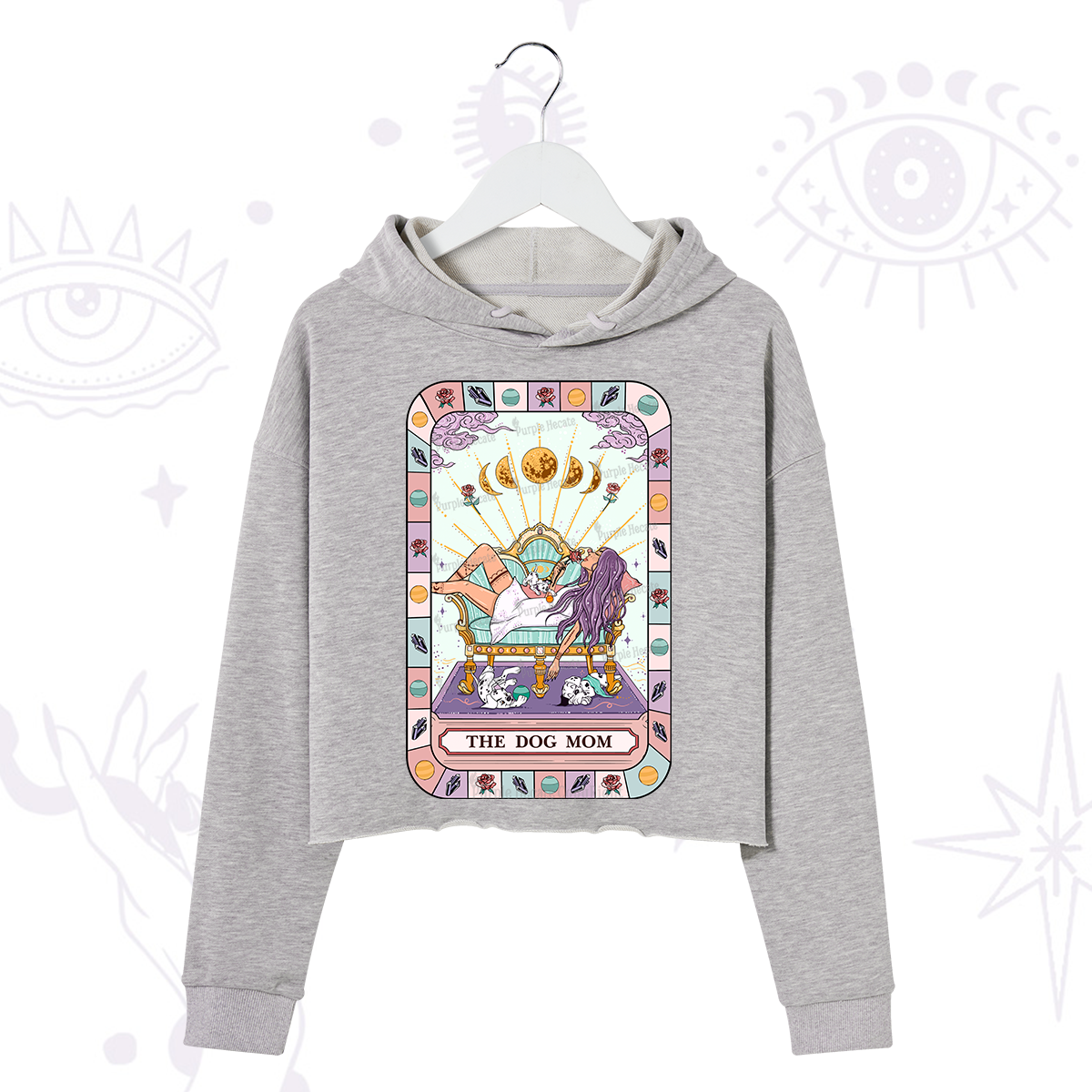 Purplehecate The Chill Dog Mom Crop Hoodie