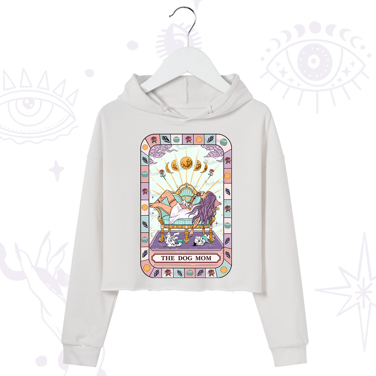 Purplehecate The Chill Dog Mom Crop Hoodie