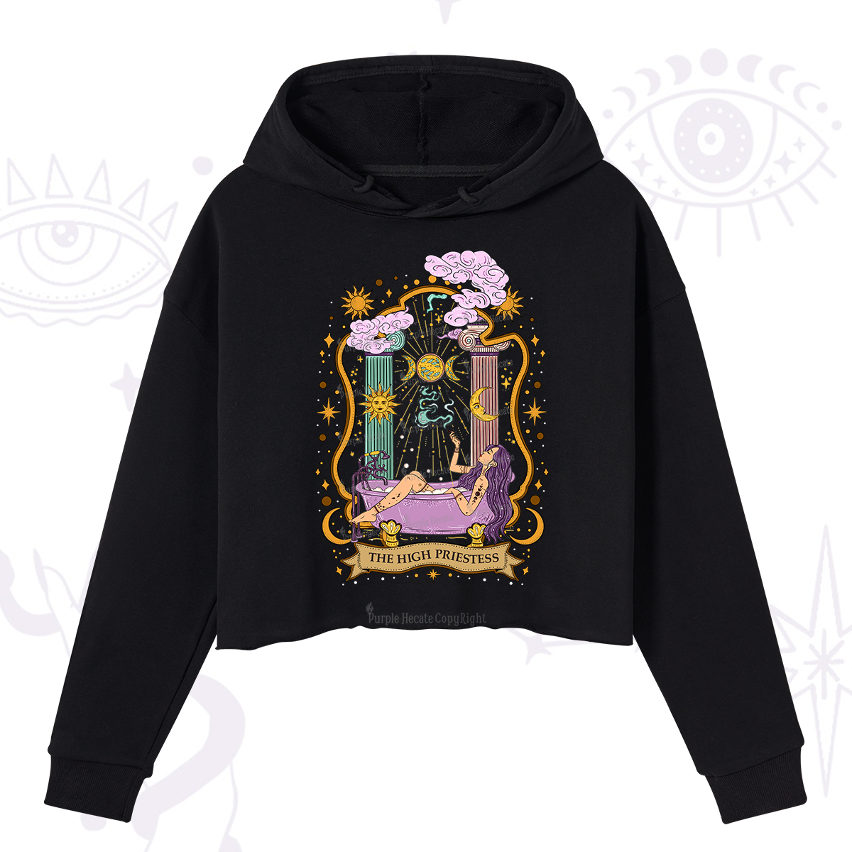 Purplehecate The High Priestess Goddess Crop Hoodie