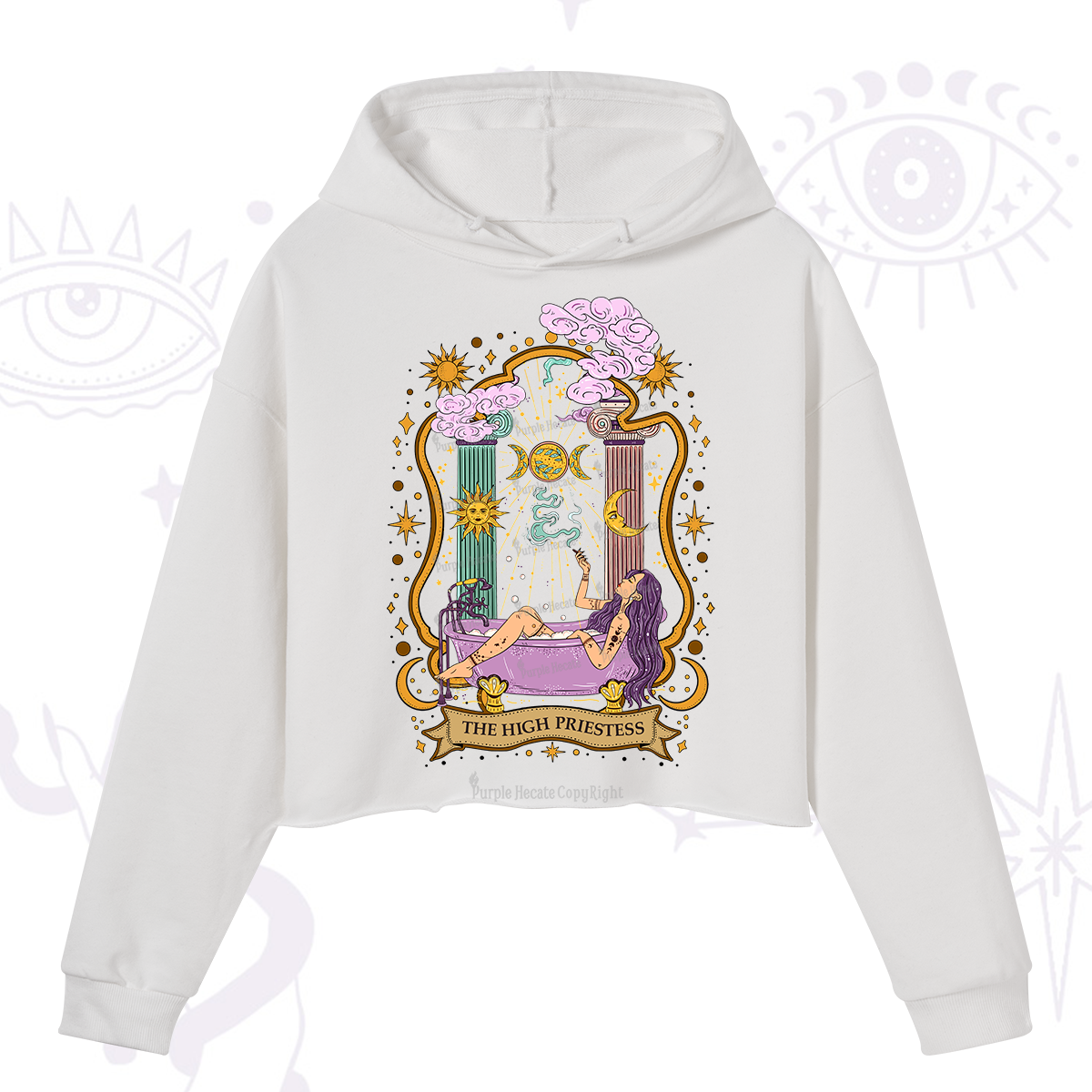 Purplehecate The High Priestess Goddess Crop Hoodie