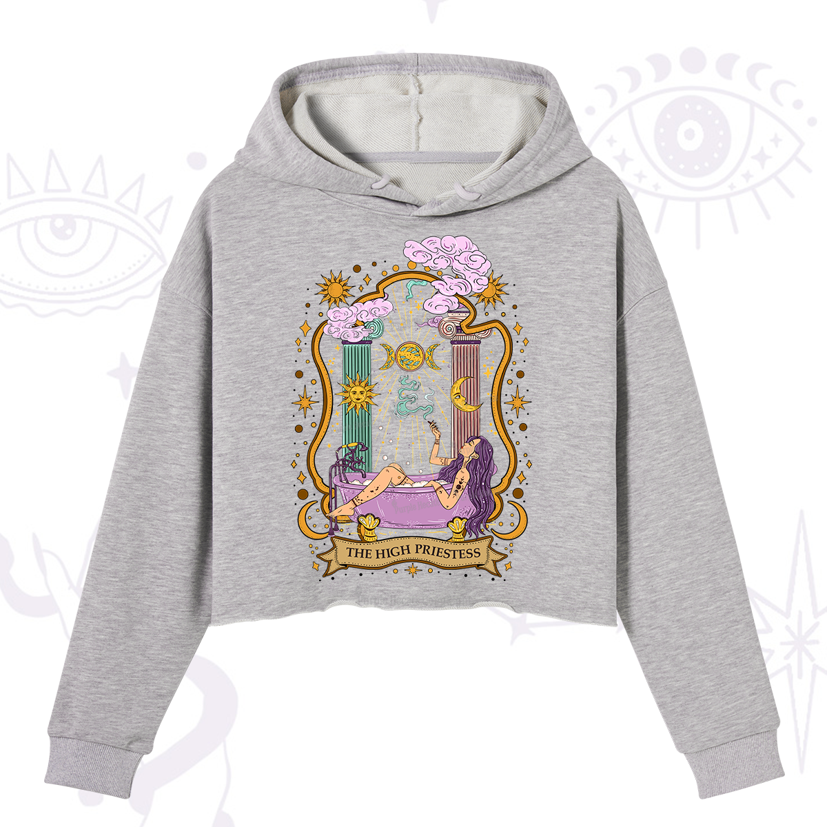 Purplehecate The High Priestess Goddess Crop Hoodie