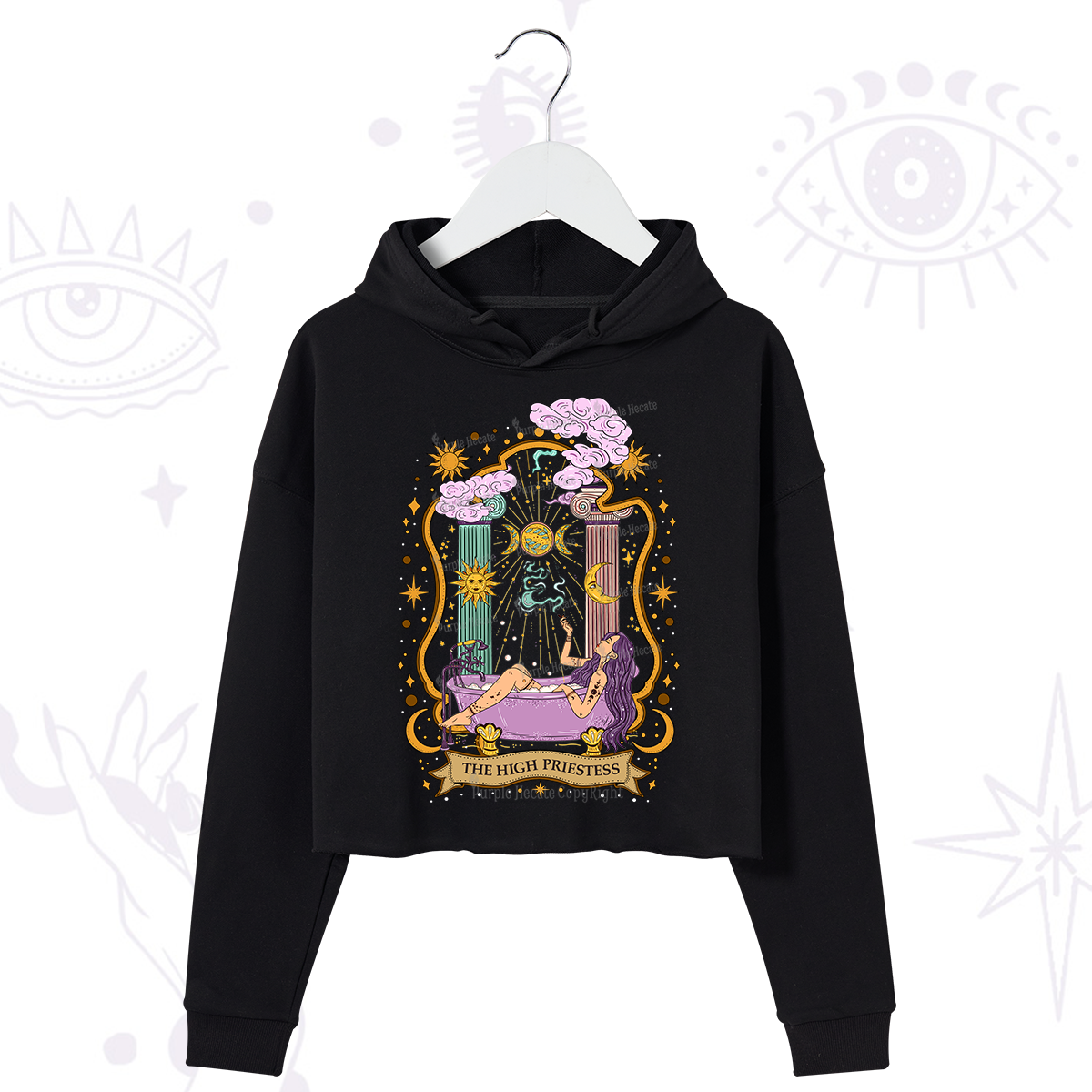 Purplehecate The High Priestess Goddess Crop Hoodie