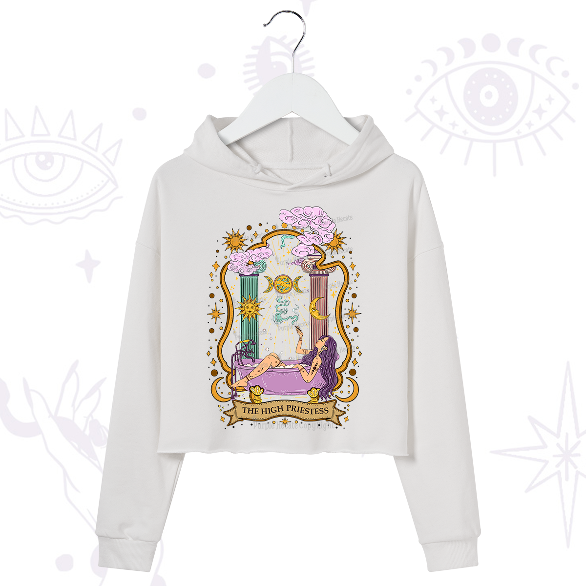 Purplehecate The High Priestess Goddess Crop Hoodie