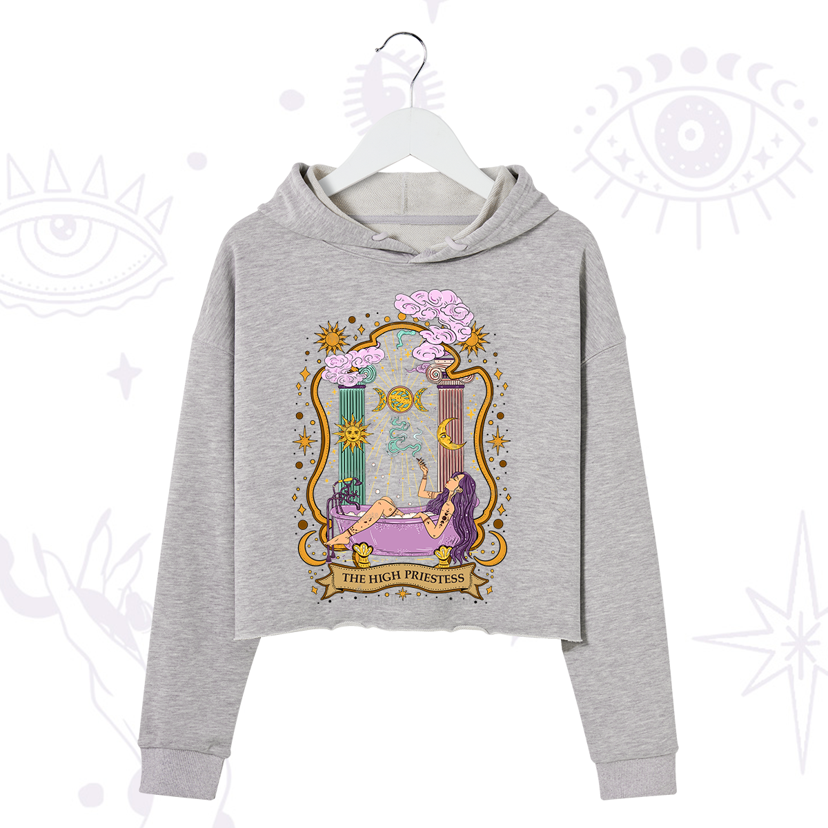 Purplehecate The High Priestess Goddess Crop Hoodie