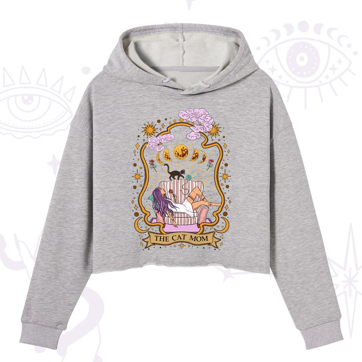 Purplehecate The Cat Mom Goddess Crop Hoodie