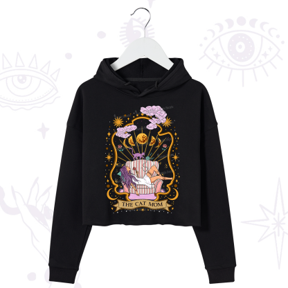 Purplehecate The Cat Mom Goddess Crop Hoodie
