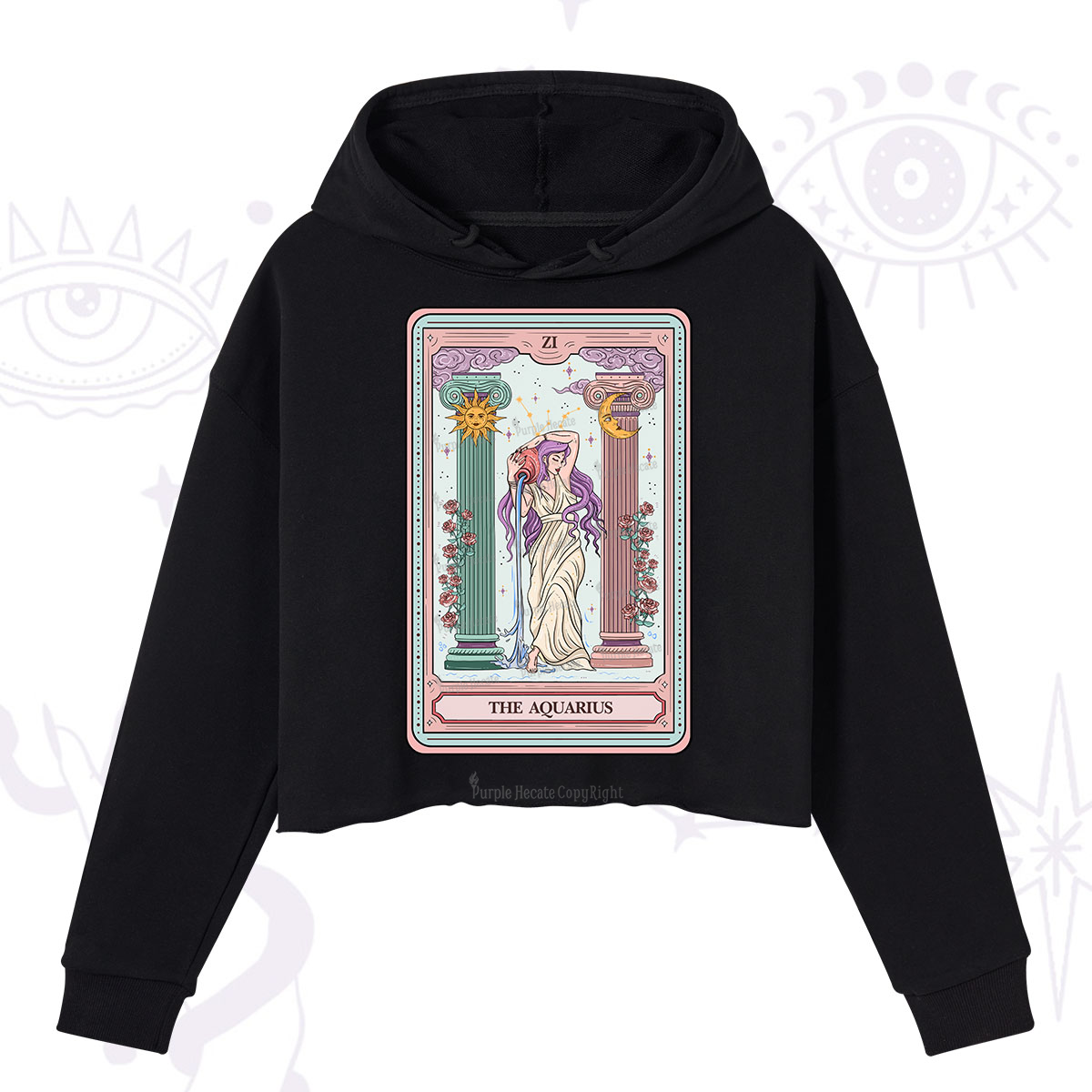 Purplehecate The Aquarius Goddess Tarot Crop Hoodie