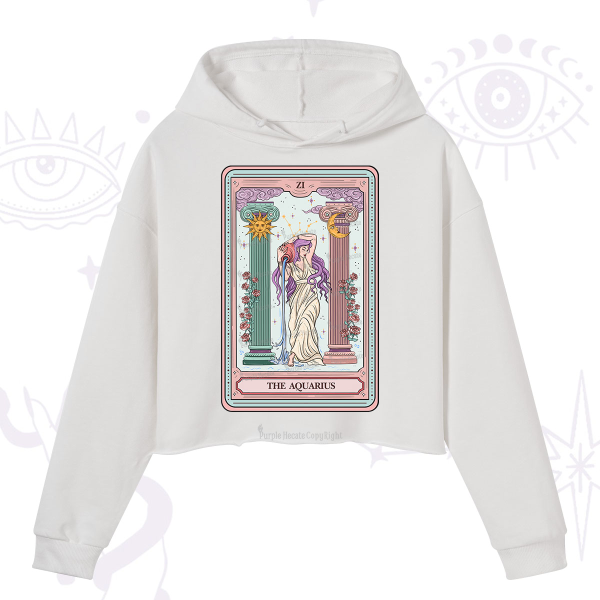 Purplehecate The Aquarius Goddess Tarot Crop Hoodie