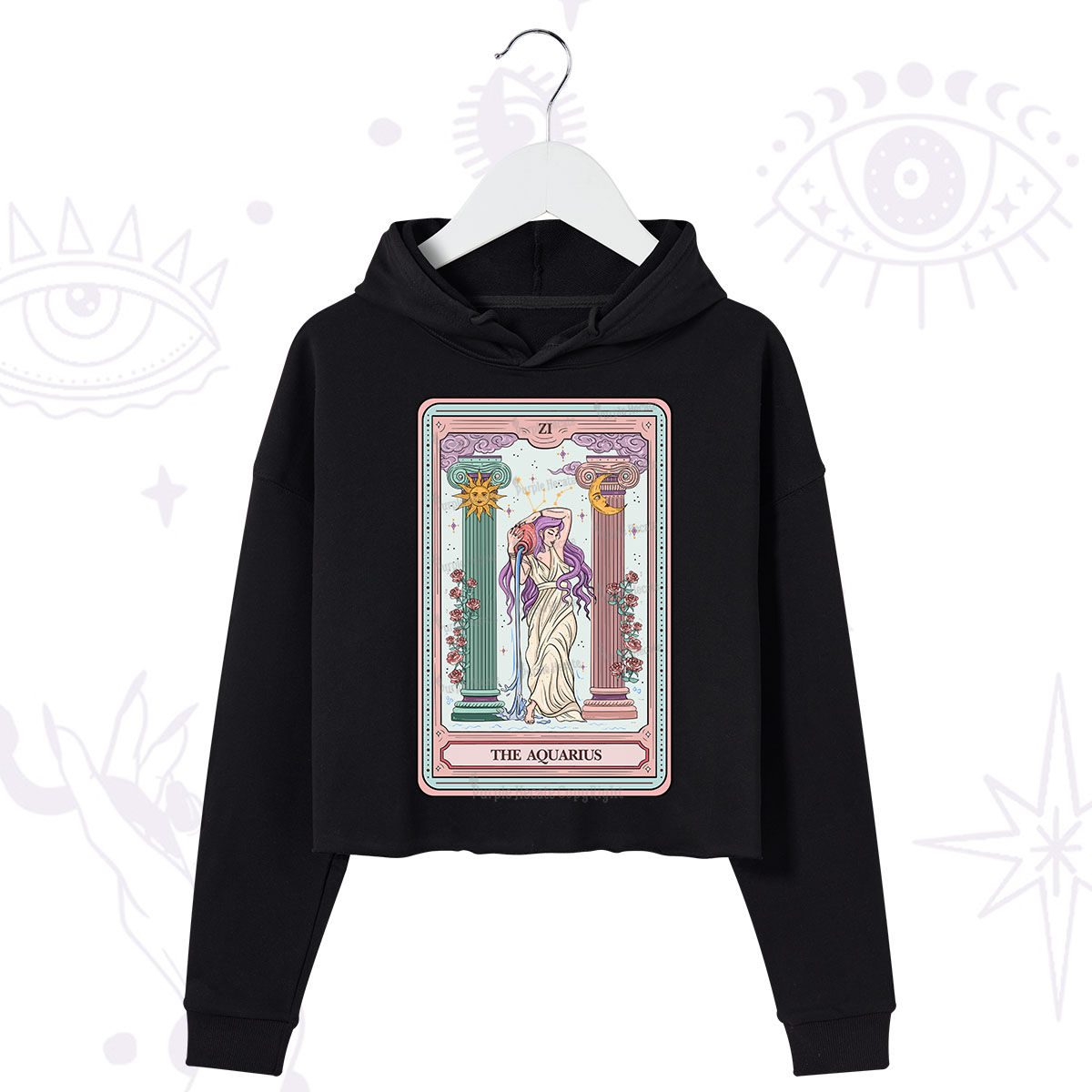 Purplehecate The Aquarius Goddess Tarot Crop Hoodie