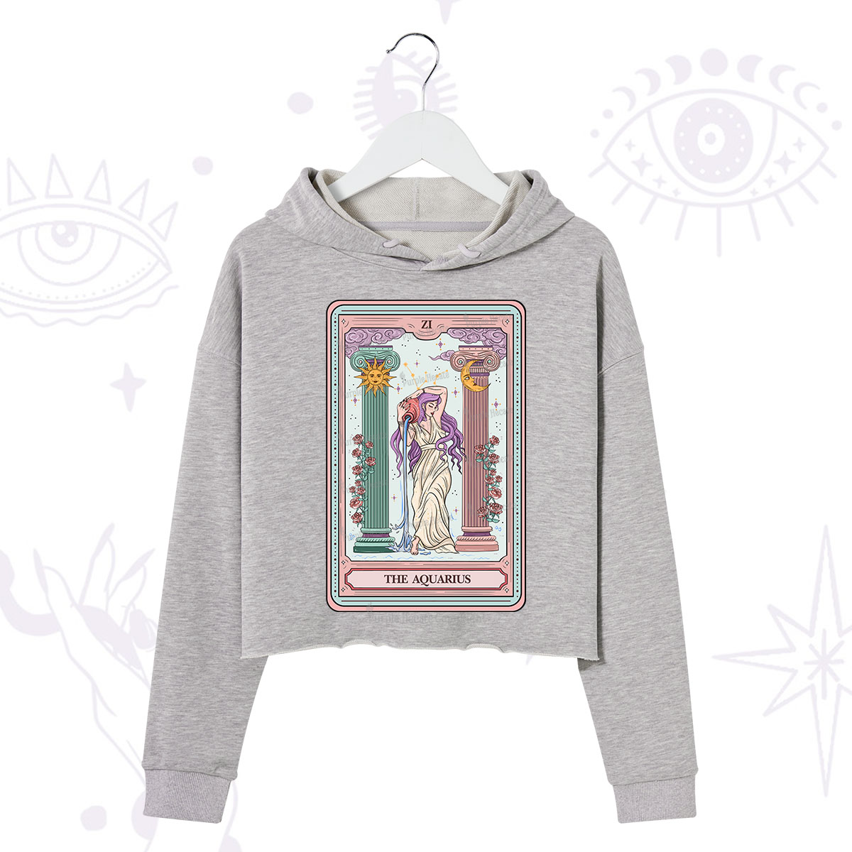 Purplehecate The Aquarius Goddess Tarot Crop Hoodie
