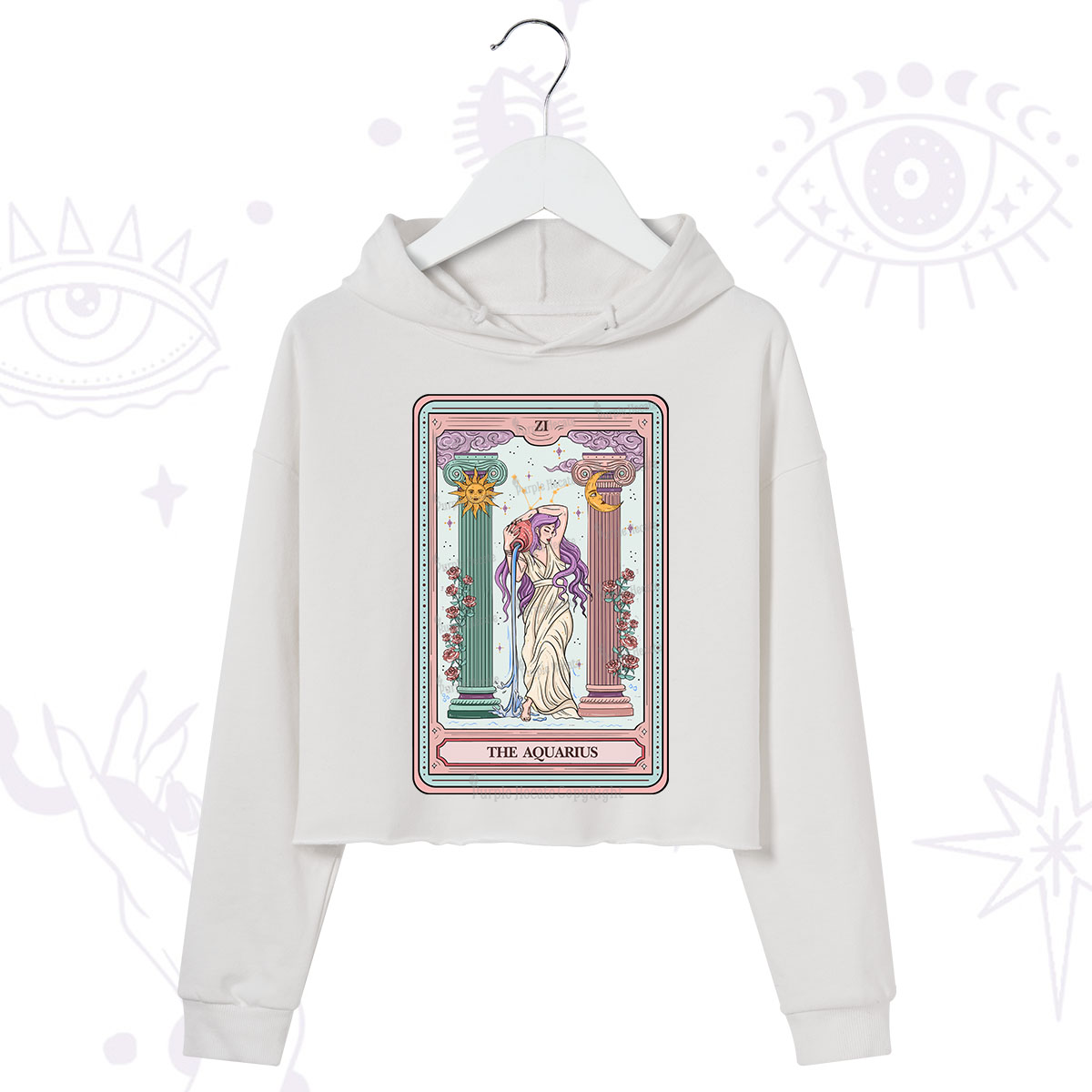 Purplehecate The Aquarius Goddess Tarot Crop Hoodie