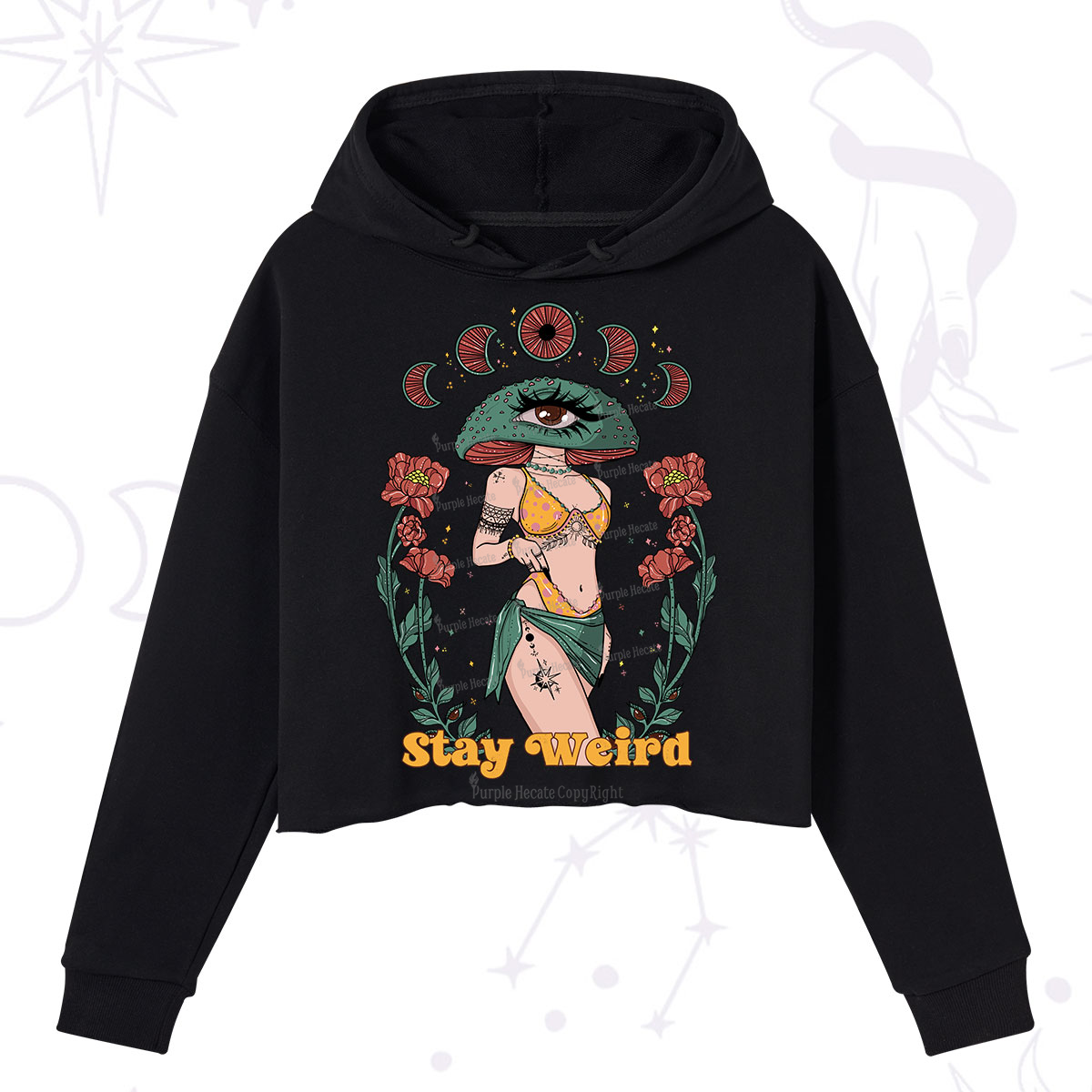 Purplehecate Stay Weird Crop Hoodie