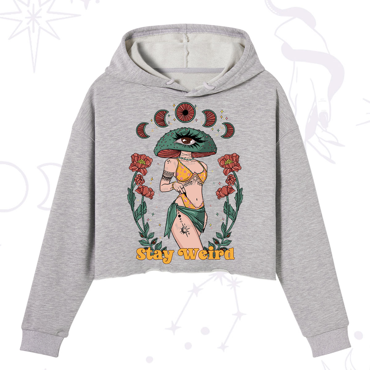 Purplehecate Stay Weird Crop Hoodie