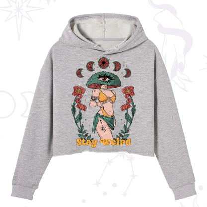 Purplehecate Stay Weird Crop Hoodie