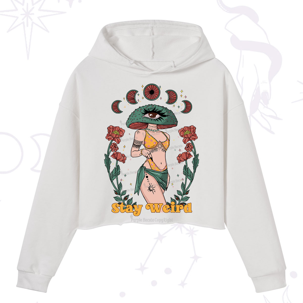 Purplehecate Stay Weird Crop Hoodie