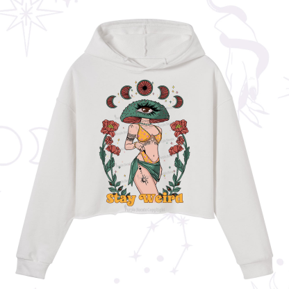 Purplehecate Stay Weird Crop Hoodie