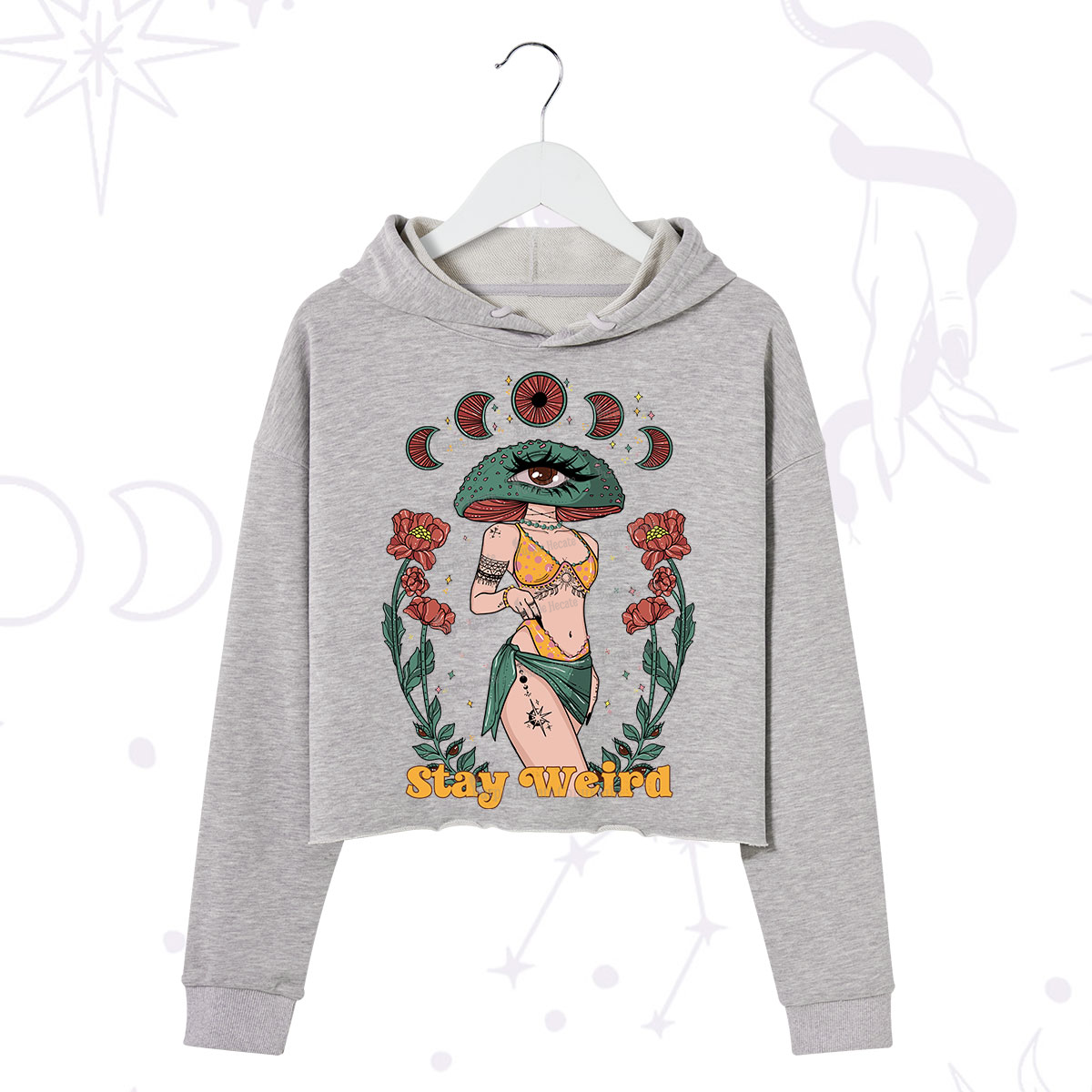 Purplehecate Stay Weird Crop Hoodie