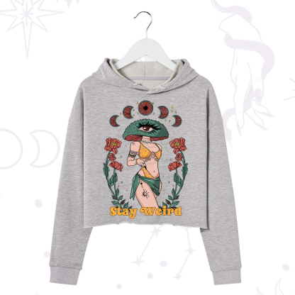 Purplehecate Stay Weird Crop Hoodie