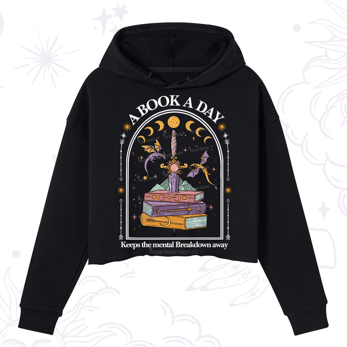 Purplehecate A Book A Day Keeps The Mental Breakdown Away Crop Hoodie