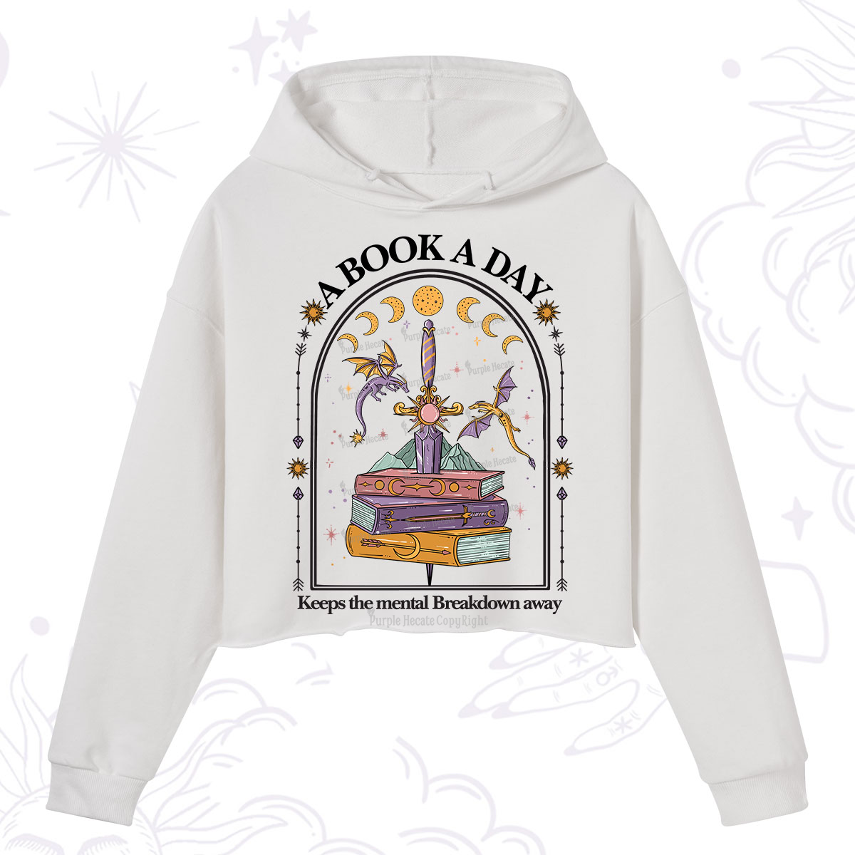 Purplehecate A Book A Day Keeps The Mental Breakdown Away Crop Hoodie