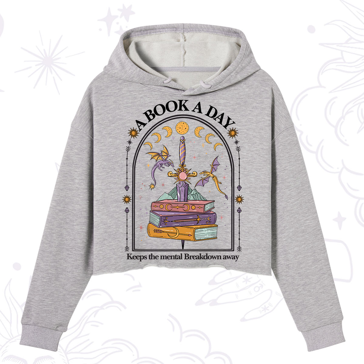 Purplehecate A Book A Day Keeps The Mental Breakdown Away Crop Hoodie