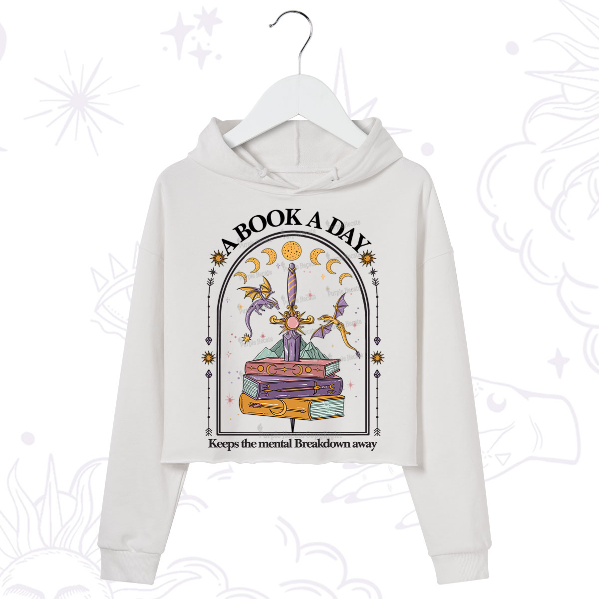 Purplehecate A Book A Day Keeps The Mental Breakdown Away Crop Hoodie