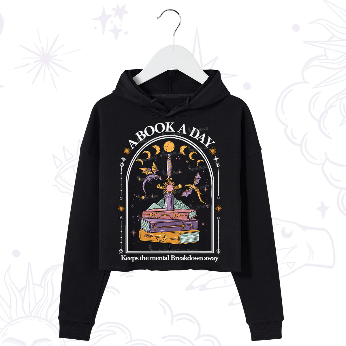 Purplehecate A Book A Day Keeps The Mental Breakdown Away Crop Hoodie