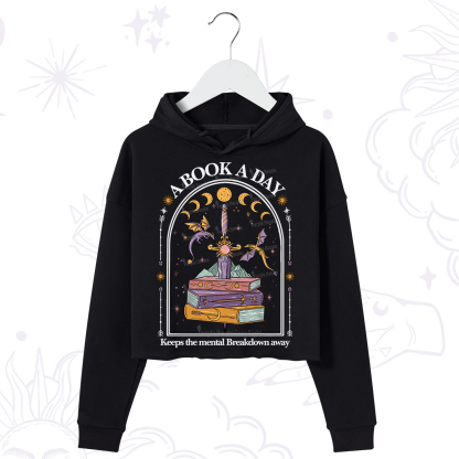 Purplehecate A Book A Day Keeps The Mental Breakdown Away Crop Hoodie
