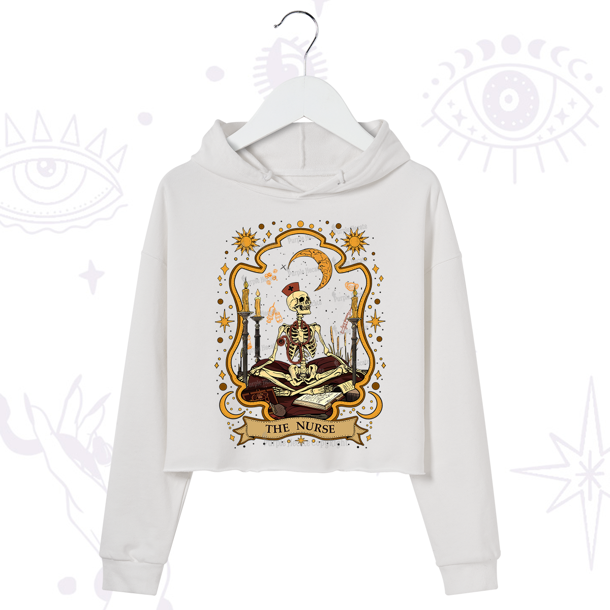 Purplehecate The Nurse Skeleton Crop Hoodie