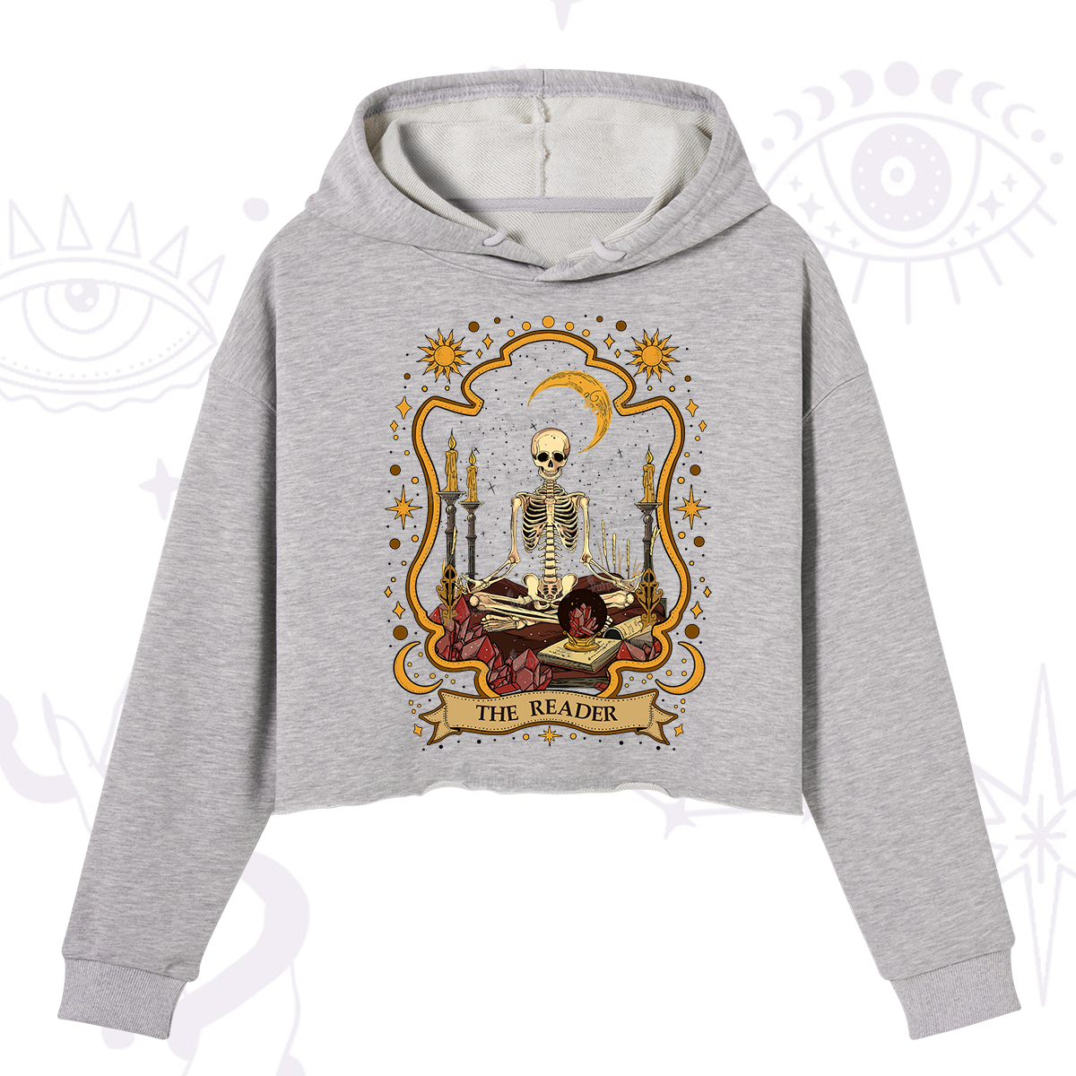 Purplehecate The Reader Skeleton Crop Hoodie