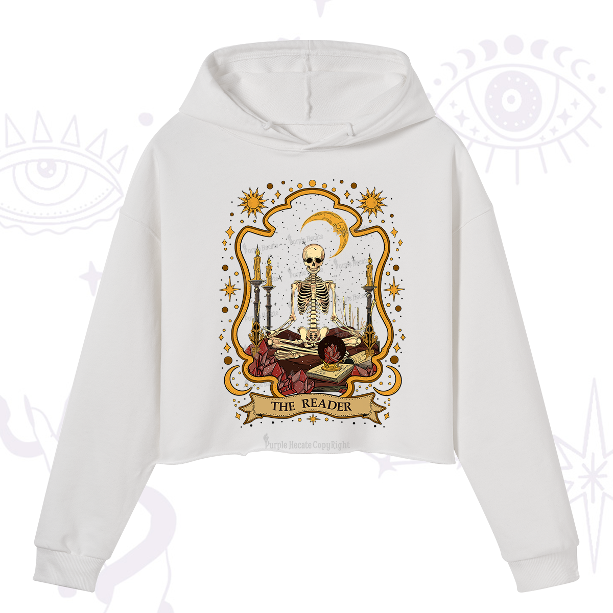 Purplehecate The Reader Skeleton Crop Hoodie