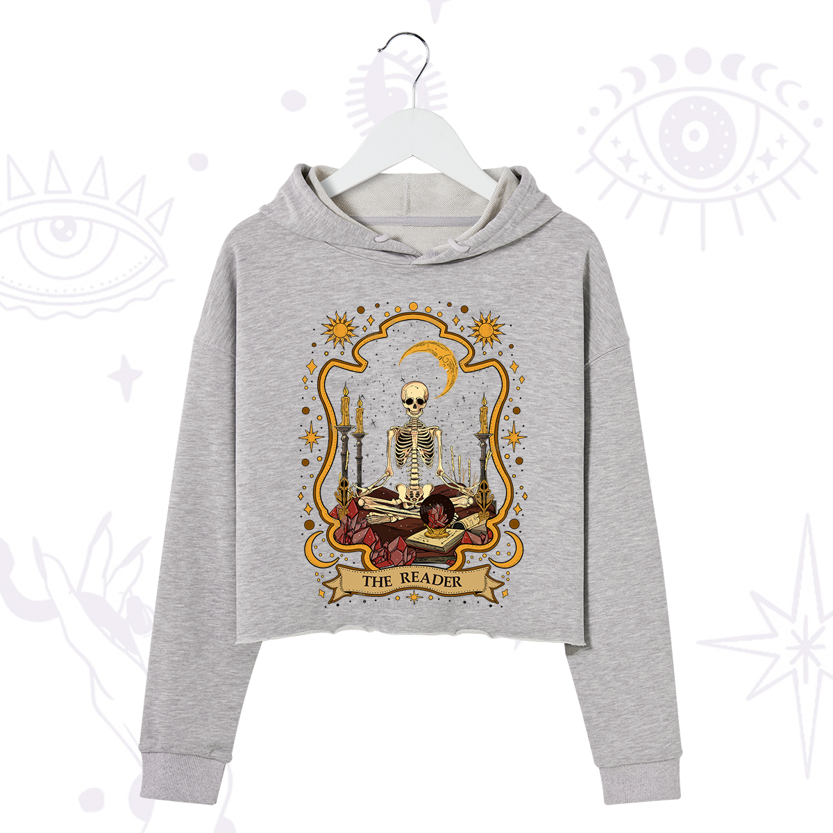 Purplehecate The Reader Skeleton Crop Hoodie